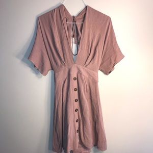 Mauve, open back Windsor dress
